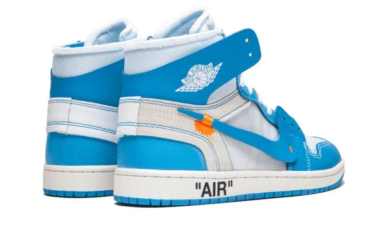 Air Jordan 1 Retro High Off-White University Blue Dark Powder Blue-Cone sneaker, foto 3