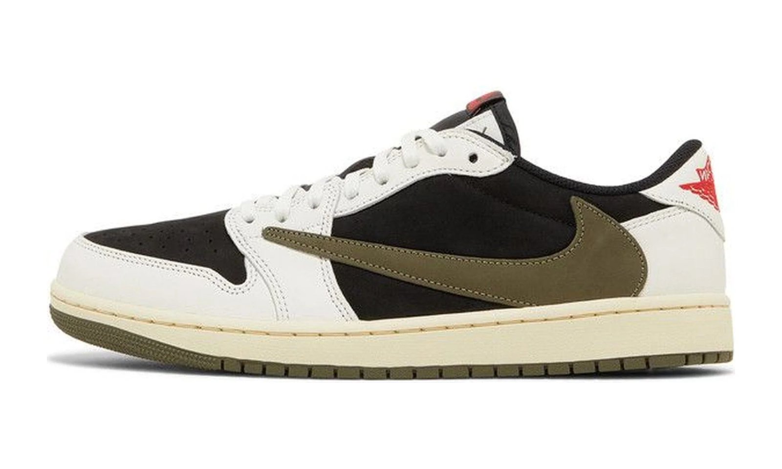 Air Jordan 1 Retro Low OG SP Travis Scott Olive Sail / University Red / Black / Medium Olive sneaker