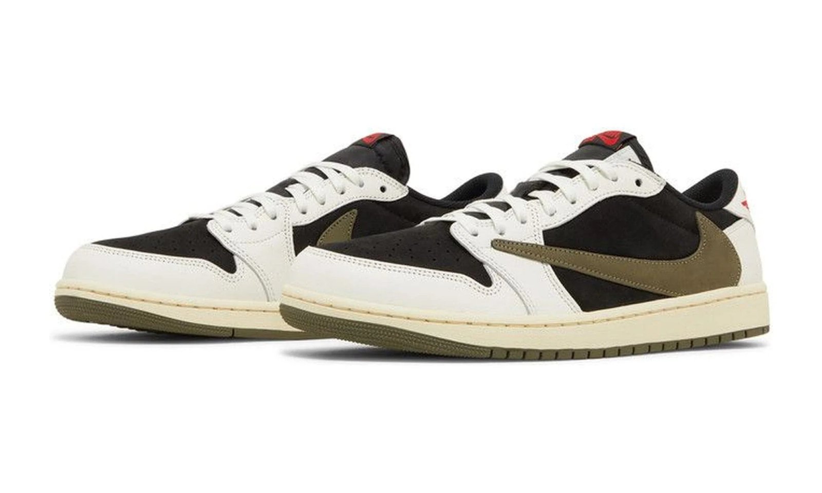 Air Jordan 1 Retro Low OG SP Travis Scott Olive Sail / University Red / Black / Medium Olive sneaker, foto 2