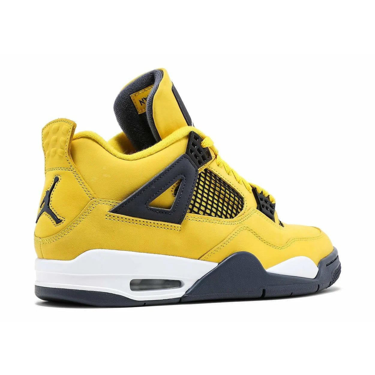 Air Jordan 4 Retro 'Lightning' (2021) Tour Yellow / White-Dark Blue Grey sneaker, foto 3