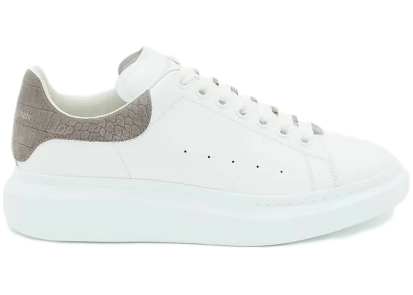 Alexander McQueen Oversized Lead Croc Suede White sneaker