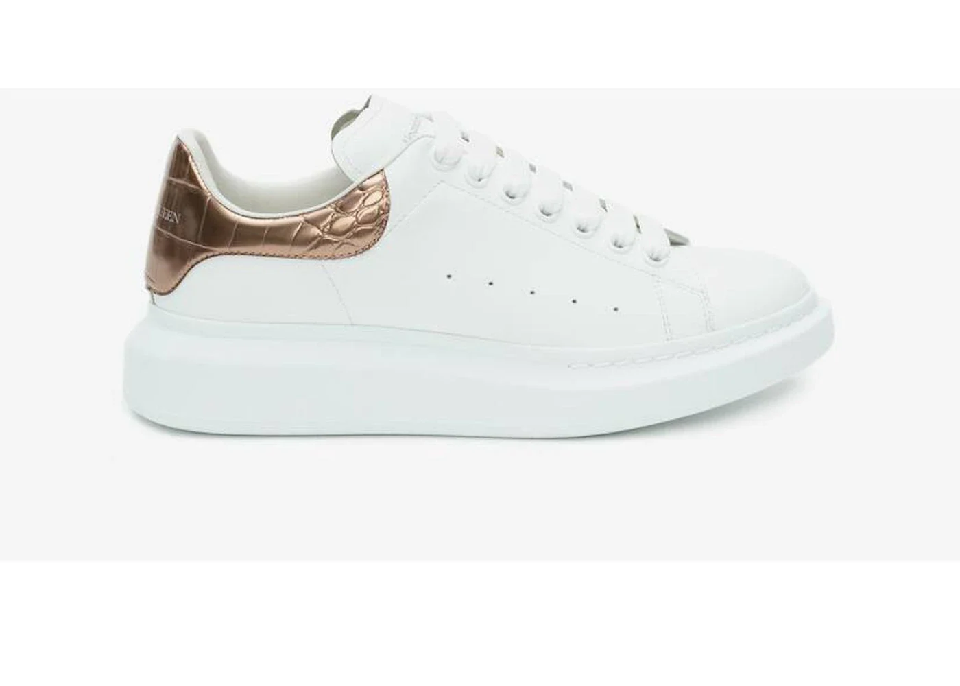 Alexander McQueen Oversized White Rose Gold Croco sneaker