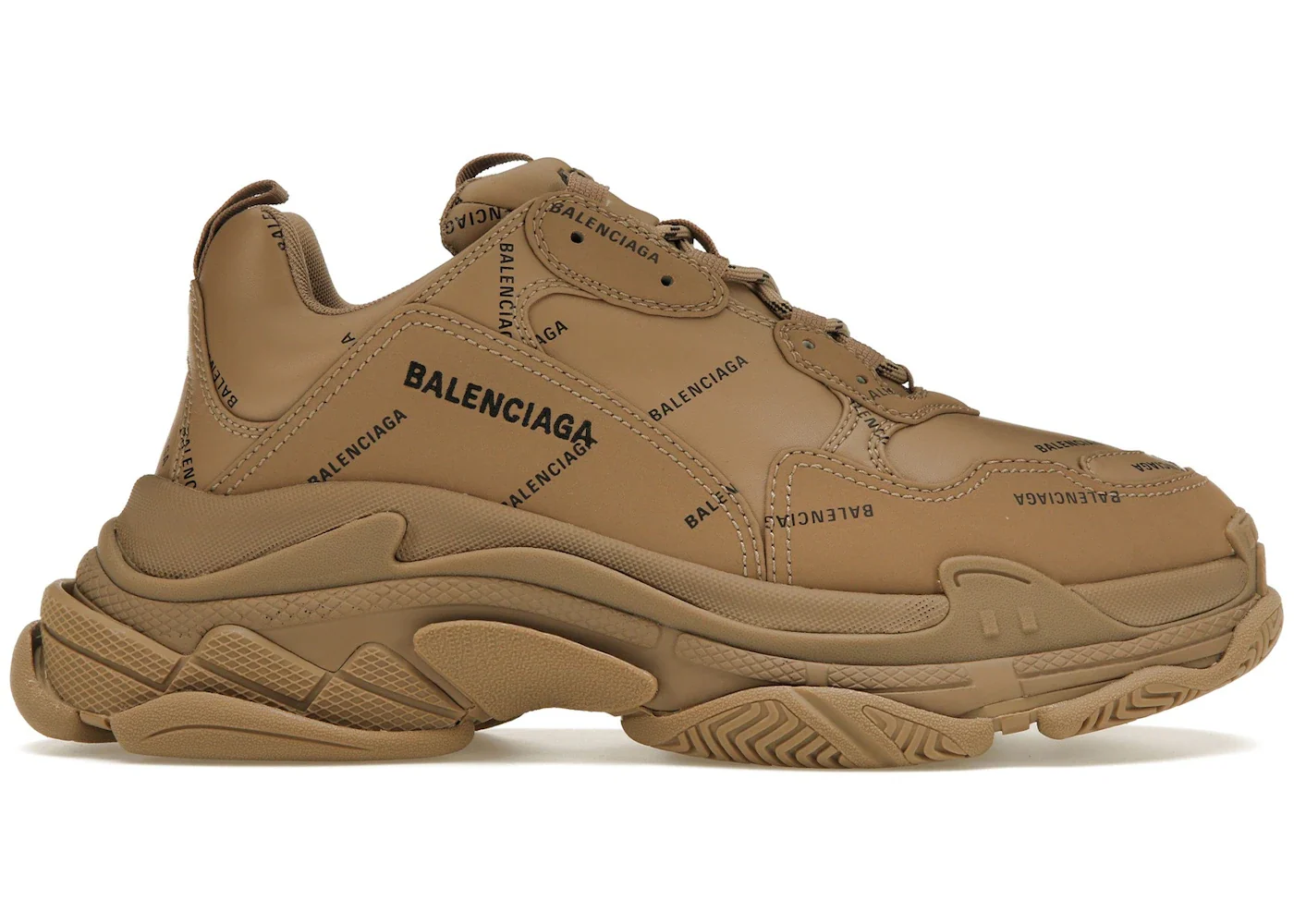 Balenciaga All Over Logo Triple S Beige sneaker