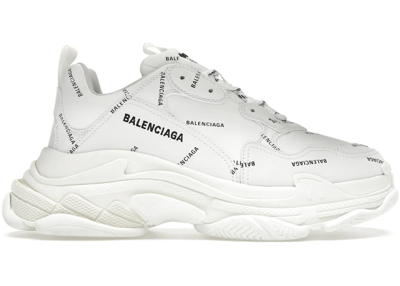 Balenciaga All Over Logo Triple S White Black sneaker