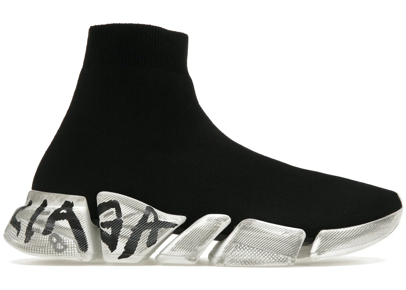 Balenciaga Speed 2.0 Graffiti Recycled Knit Black White sneaker