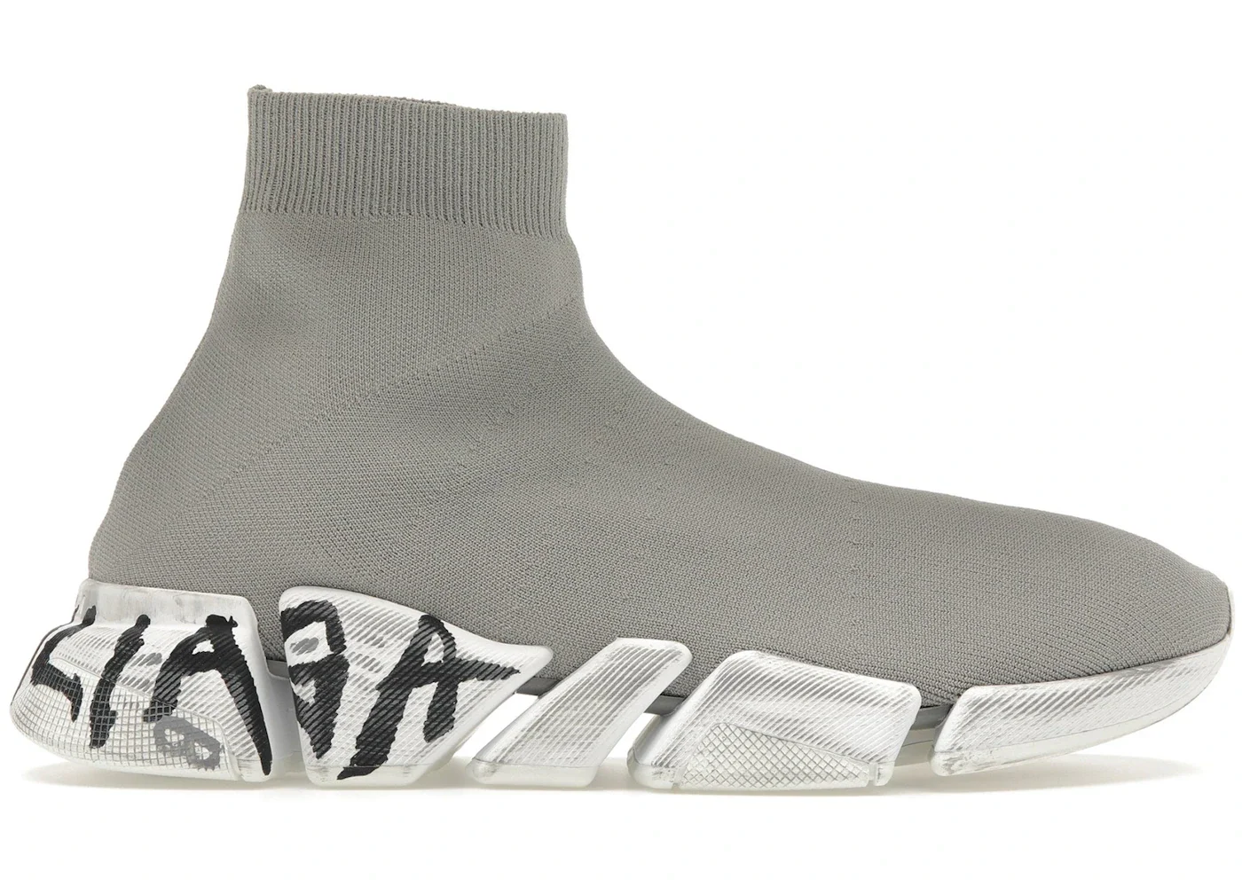 Balenciaga Speed 2.0 Graffiti Recycled Knit Grey White sneaker