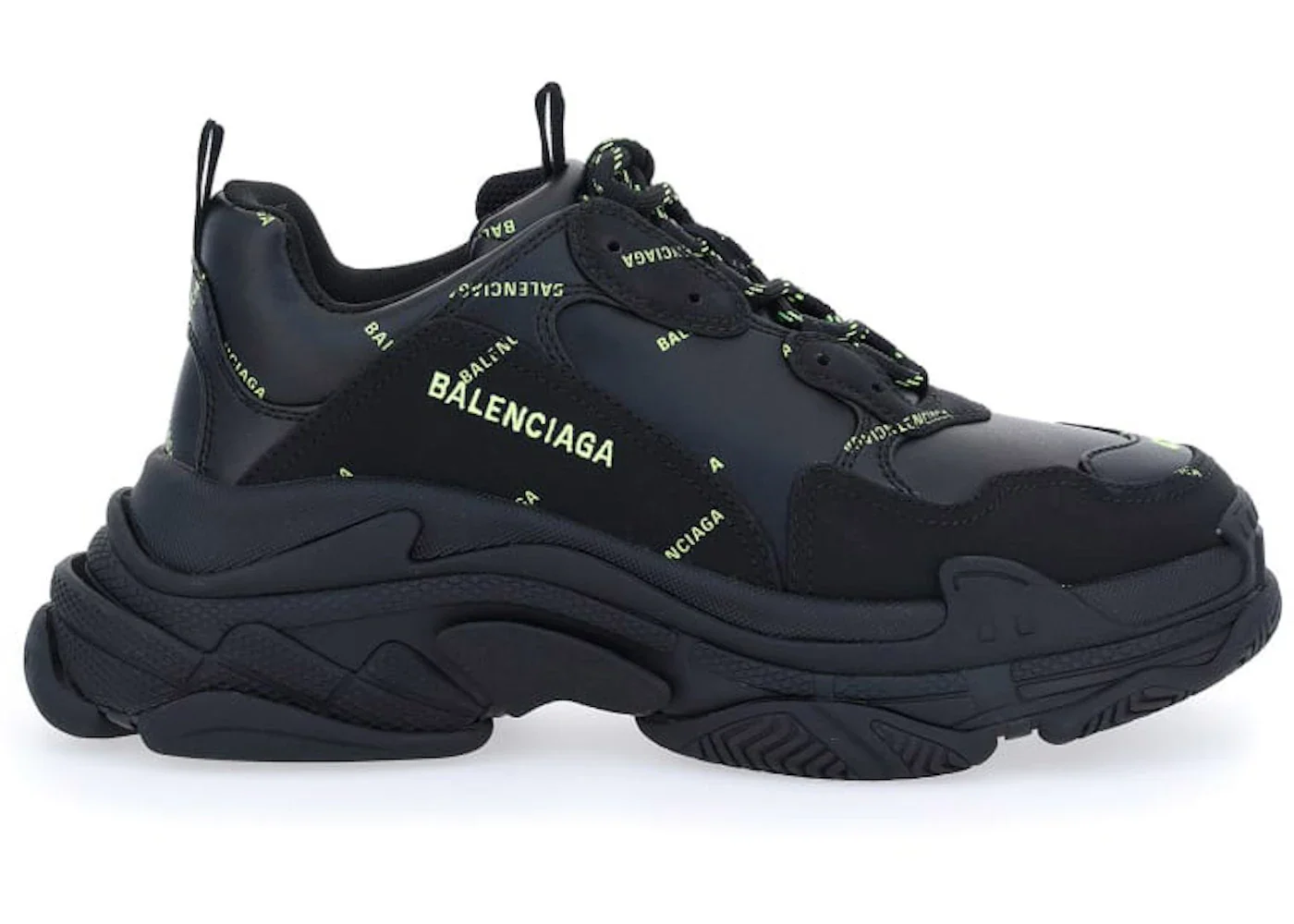 Balenciaga Triple S Allover Logo Black Green sneaker