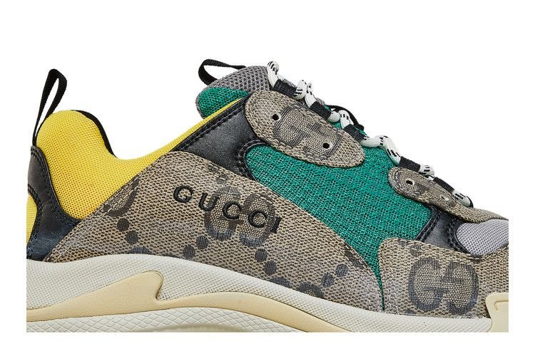 Gucci x Balenciaga The Hacker Project Triple S Beige Green Yellow Ebony / Blue sneaker, foto 2