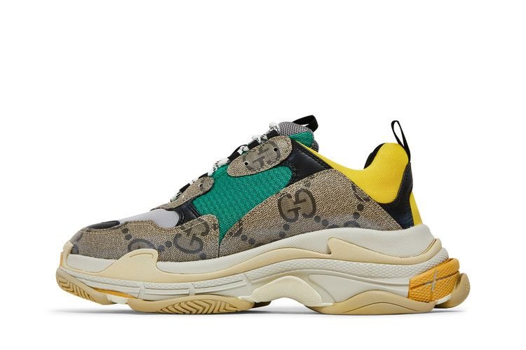 Gucci x Balenciaga The Hacker Project Triple S Beige Green Yellow Ebony / Blue sneaker, foto 3