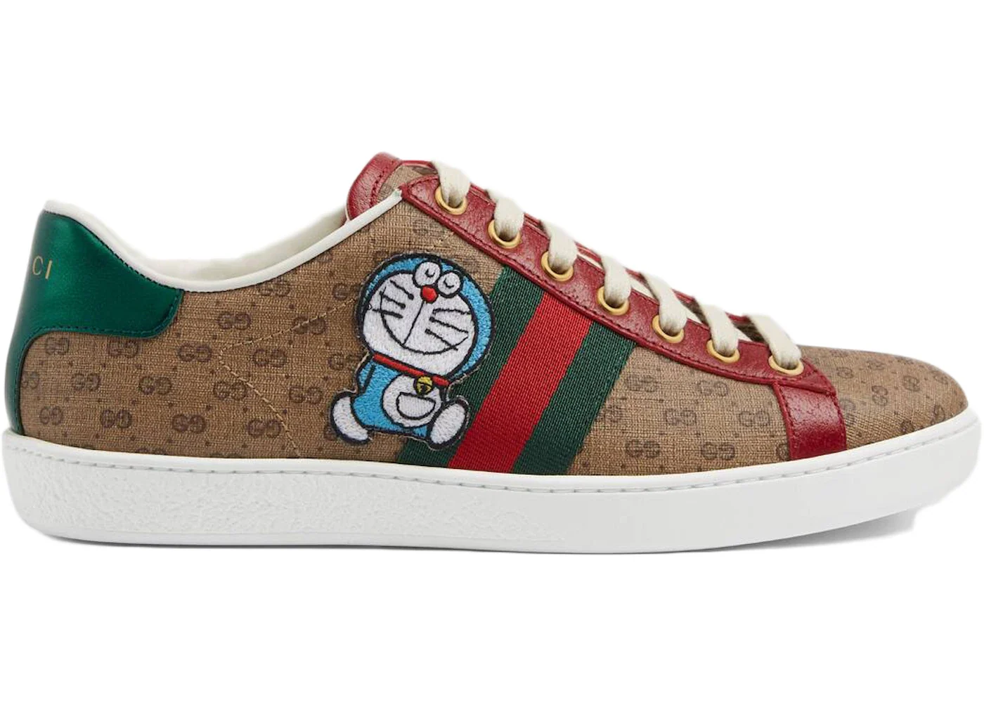 Gucci x Doraemon Ace Monogram Beige / Ebony / Green / Cherry Red sneaker