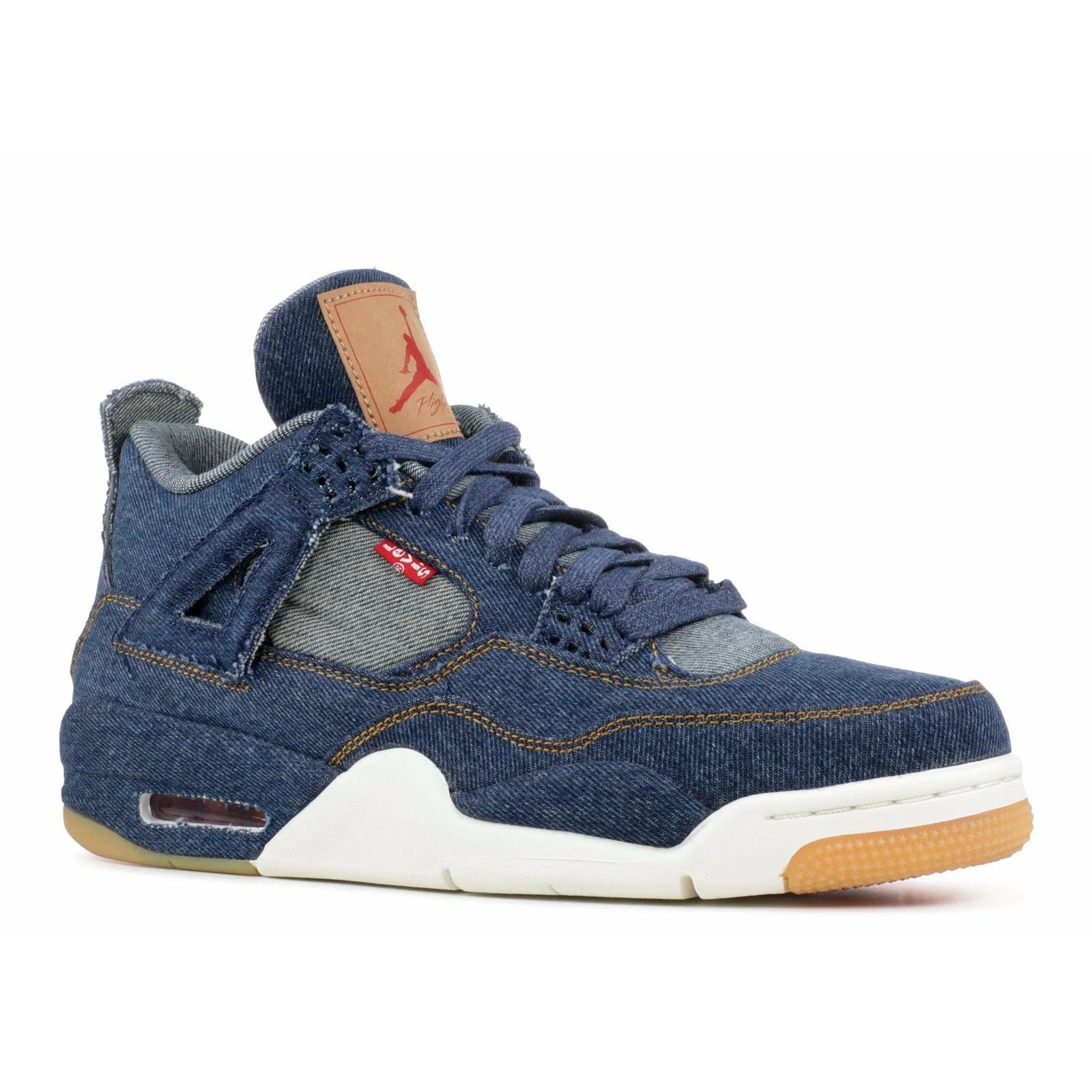 Levis X Air Jordan 4 'Retro Denim' (2018) Denim-Sail-Grey Red sneaker, foto 2