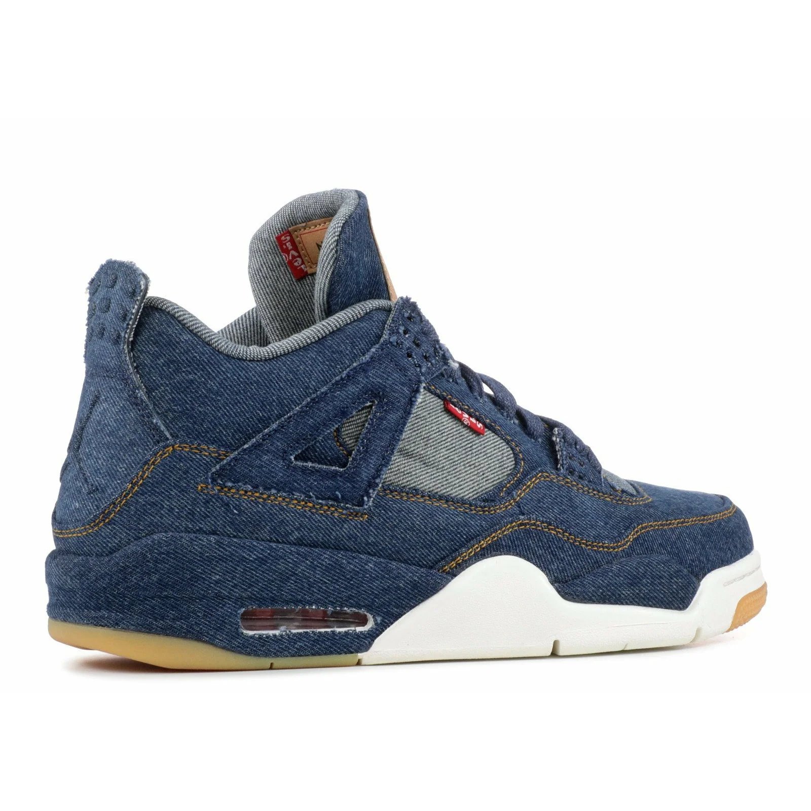 Levis X Air Jordan 4 'Retro Denim' (2018) Denim-Sail-Grey Red sneaker, foto 3