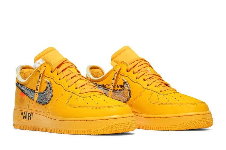 Nike Air Force 1 Low Off-White University Gold Metallic Silver Black-Metallic Silver sneaker, foto 2
