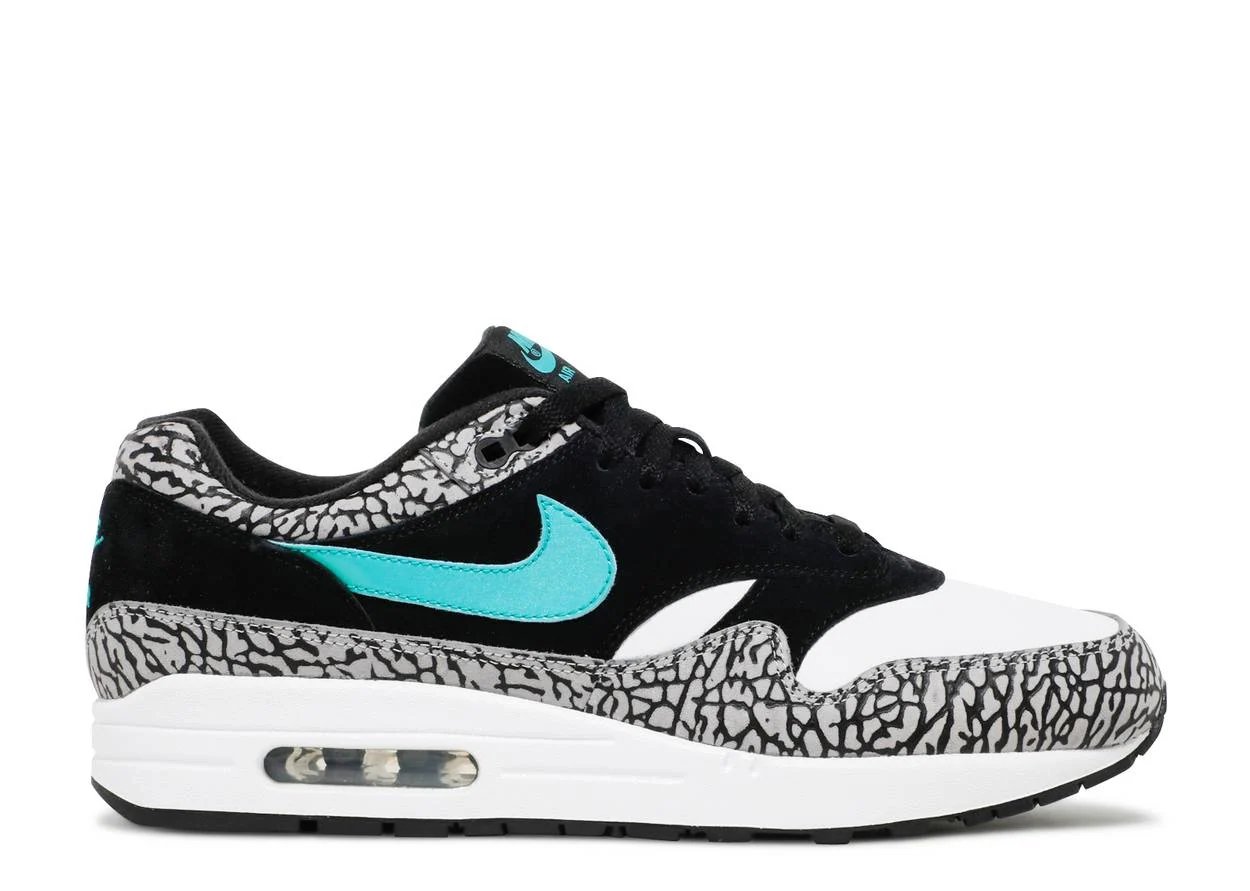 Nike Air Max 1 Retro x Atmos 2017 "Elephant" Black / Clear Jade-White sneaker