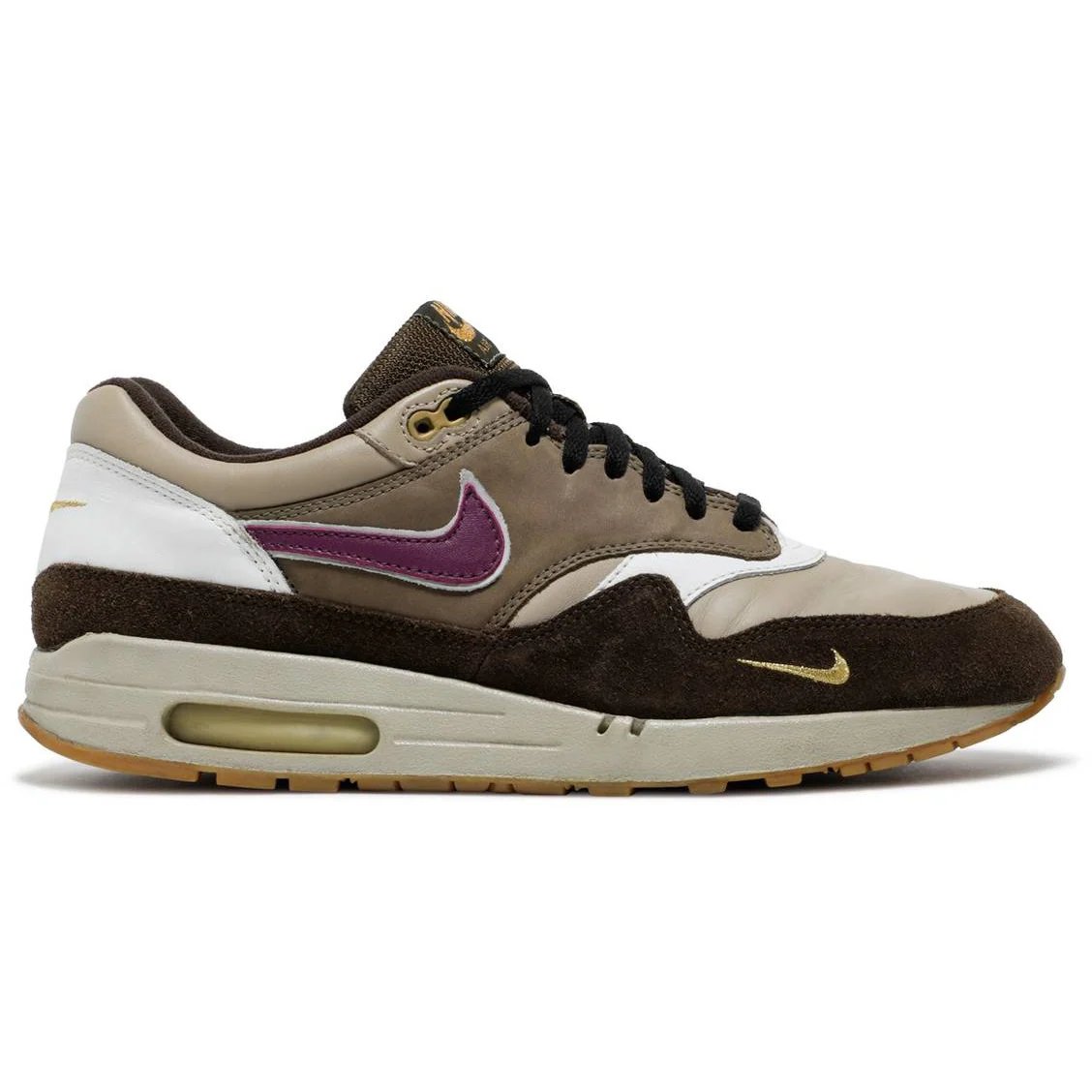 Nike Atmos X Air Max 1 B 'Viotech' (2003) Khaki / Dark Mocha / Metallic Gold sneaker