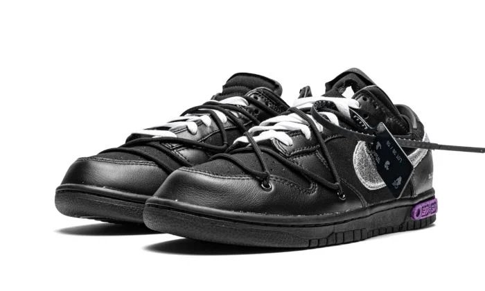 Nike Dunk Low Off-White Lot 50 Black / Metallic Silver-Black sneaker, foto 2