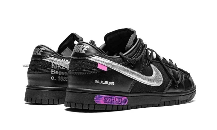 Nike Dunk Low Off-White Lot 50 Black / Metallic Silver-Black sneaker, foto 3