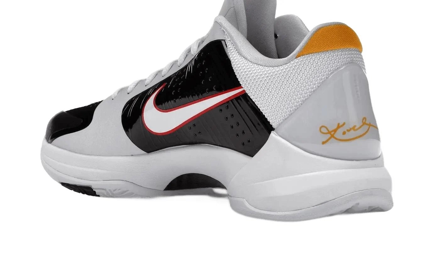 Nike Kobe 5 Protro Bruce Lee Alternate White / Black-University Red-Varsity Maize sneaker, foto 3