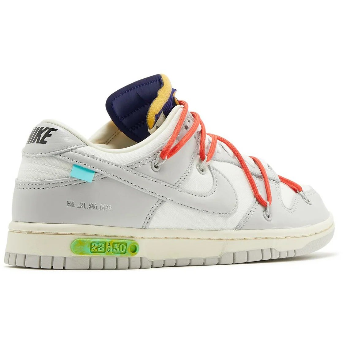 Nike Off-White X Dunk Low 'Lot 23' (2021) Sail / Neutral Grey / Habanero Red sneaker, foto 3