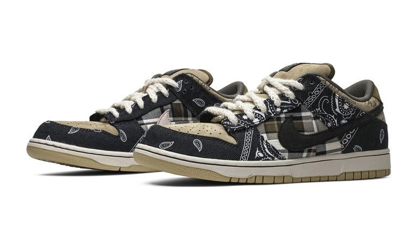 Nike SB Dunk Low Travis Scott Black / Black / Parachute Beige / Petra Brown sneaker, foto 2