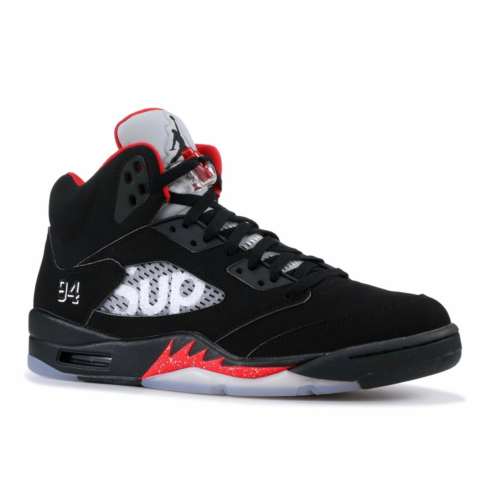 Supreme X Air Jordan 5 Retro 'Black' Fire Red sneaker, foto 2