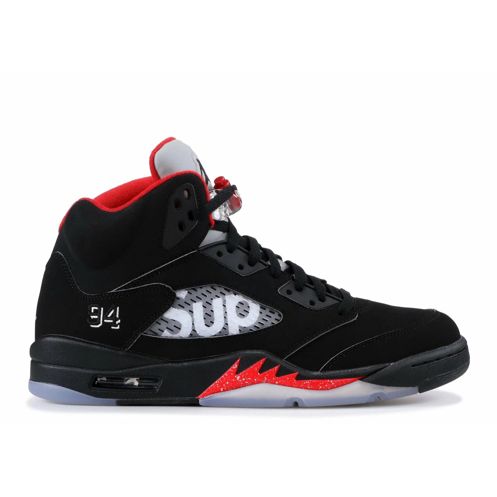 Supreme X Air Jordan 5 Retro 'Black' Fire Red sneaker, foto 4