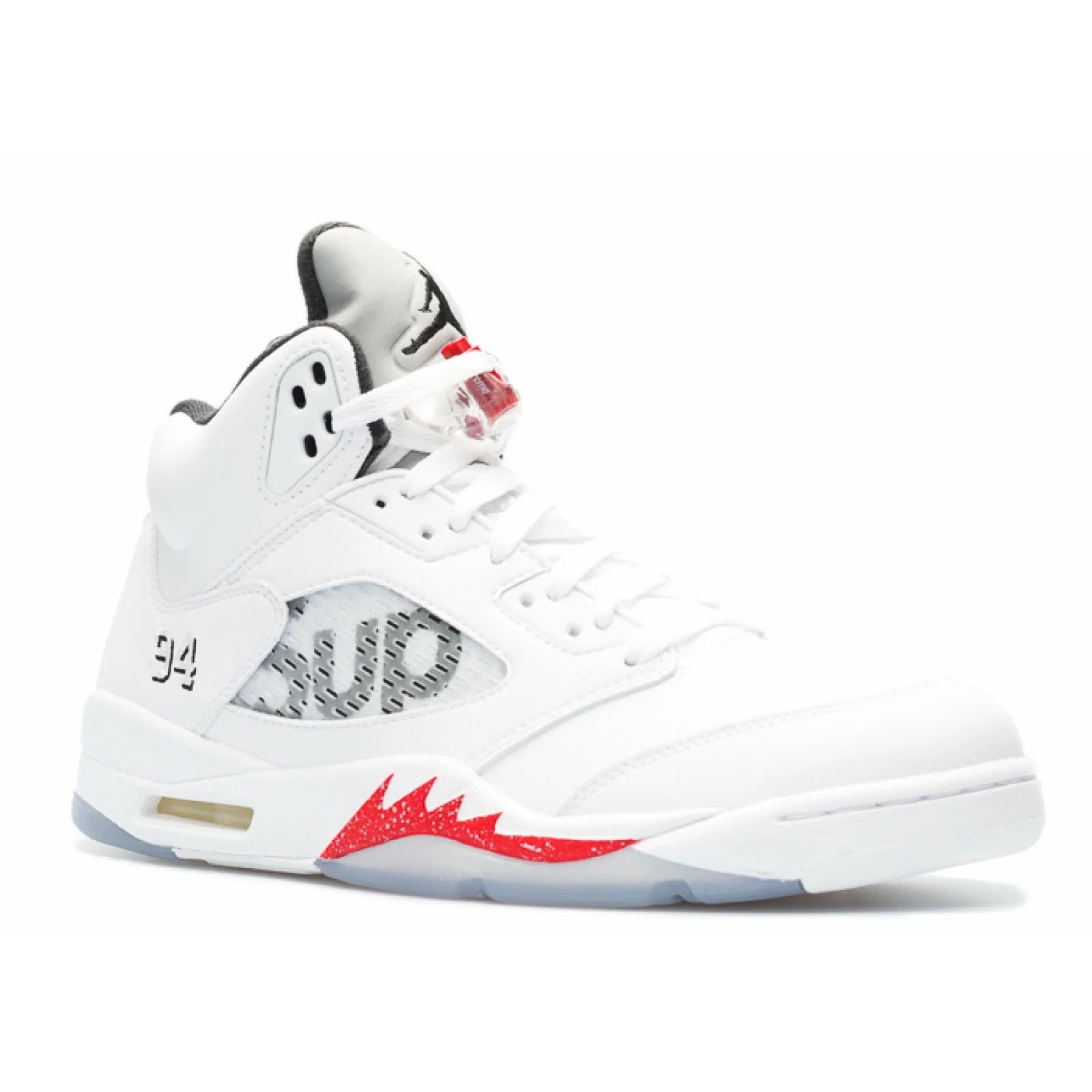 Supreme X Air Jordan 5 Retro 'White' (2015) Fire Red-Black sneaker, foto 2