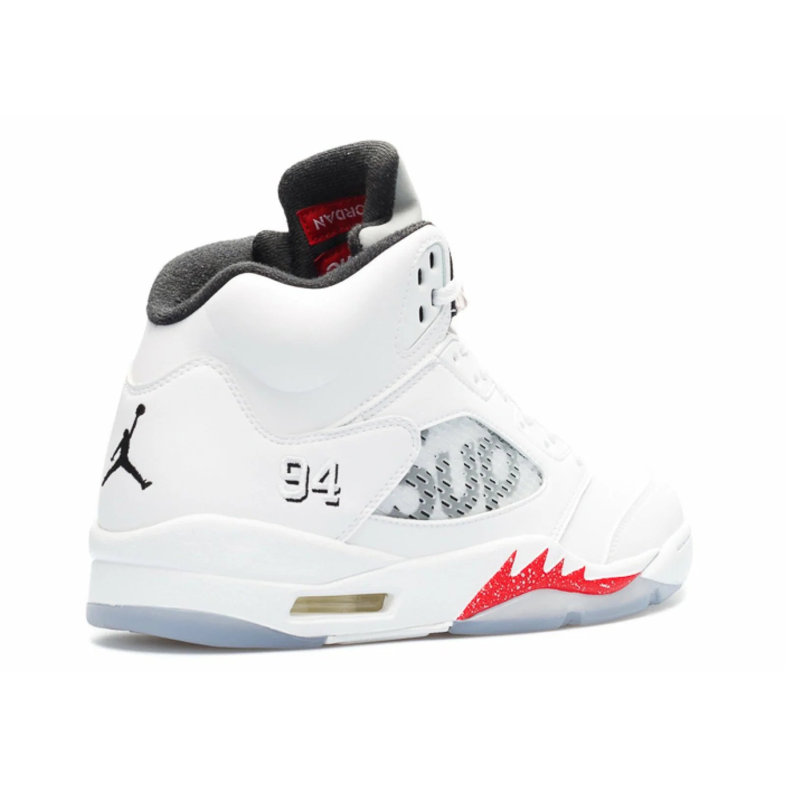 Supreme X Air Jordan 5 Retro 'White' (2015) Fire Red-Black sneaker, foto 3