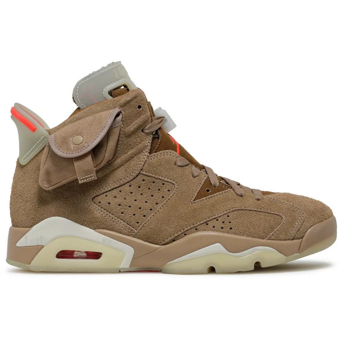Travis Scott X Air Jordan 6 Retro 'British Khaki' (2021) Sail / Bright Crimson sneaker