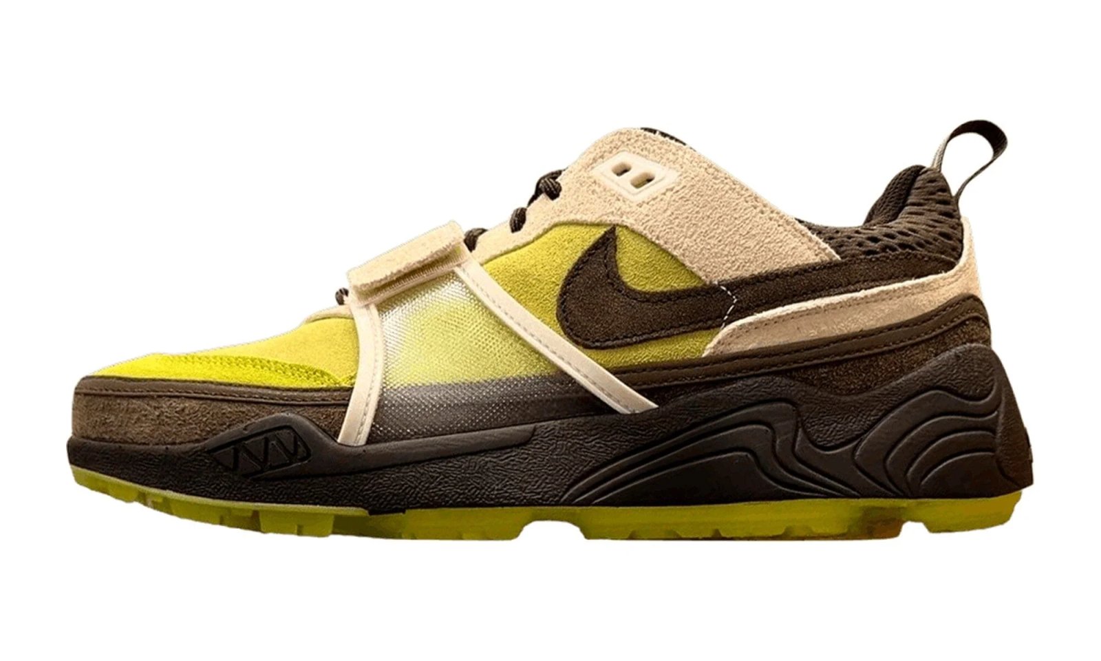 Travis Scott x Nike Zoom Field Jaxx Limelight Legion Brown / Olive Khaki / Cyber / Pale Ivory / Black sneaker