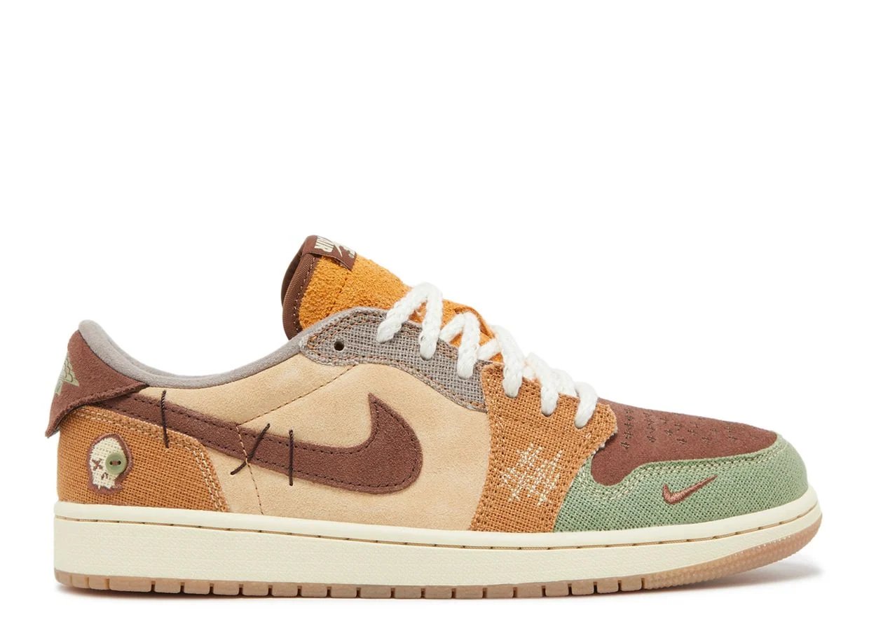 Zion Williamson x Air Jordan 1 Retro Low OG 'Voodoo' (2022) Flax / Muslin / Fauna Brown / Oil Green / Sesame / Moon Fossil sneaker